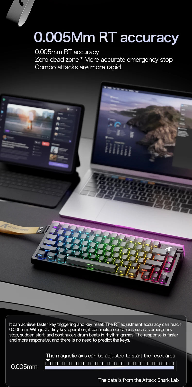 Attack Shark R85HE wired gaming keyboard 1600W RGB 8KHZ magnetic axis mechanical keyboard