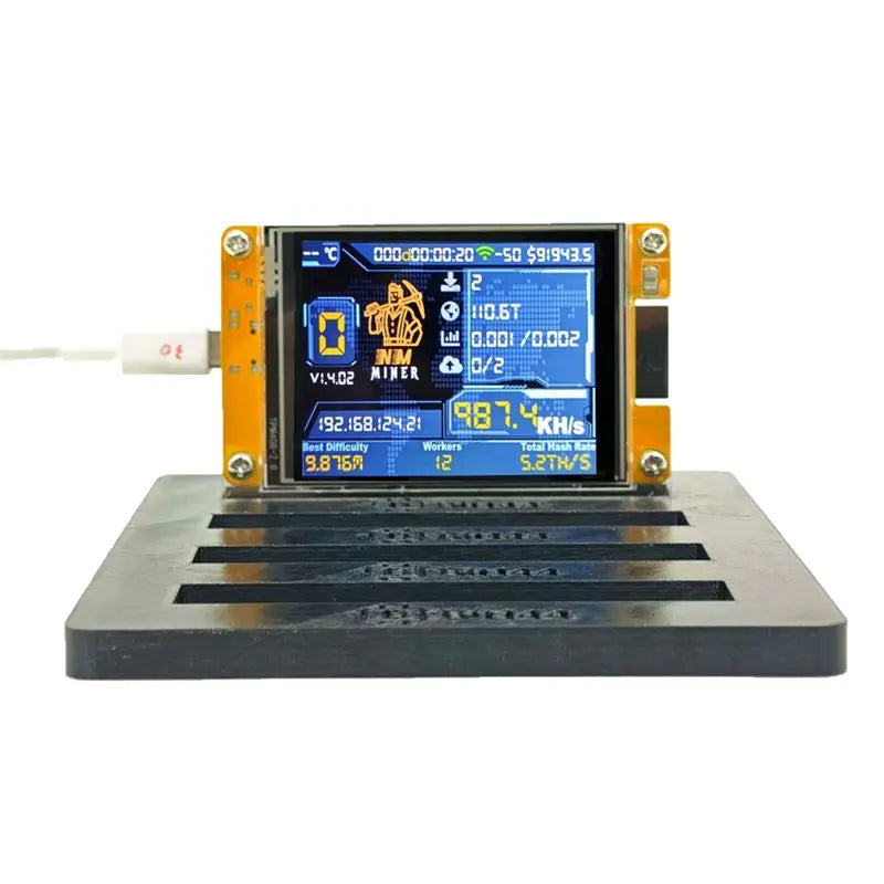 Exquisite-Bitcoin Crypto Solo Miner 4X 987KH/S Nmminer Nerdminer+ 4 Slots Stand Upgraded Harshrate 2.8 Inch Smart Display Lotter