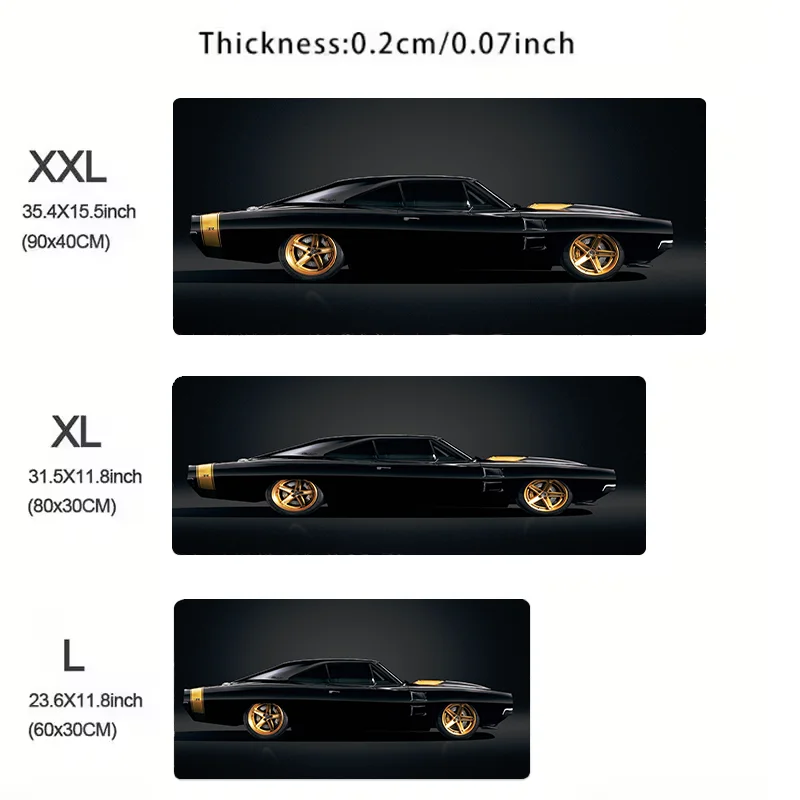 Large White Sports Car Design Gaming Mouse Pad Anti-Slip Rubber Base Extended Desk Mat for Gamer Office Use Computer Accessories