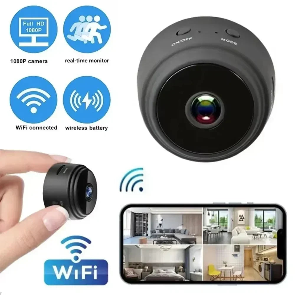 Smart Video Camera HD 1080p Security Monitoring Camera Night Vision USB Rechargeable Strong Magnetic for Indoor Car Infants Pets