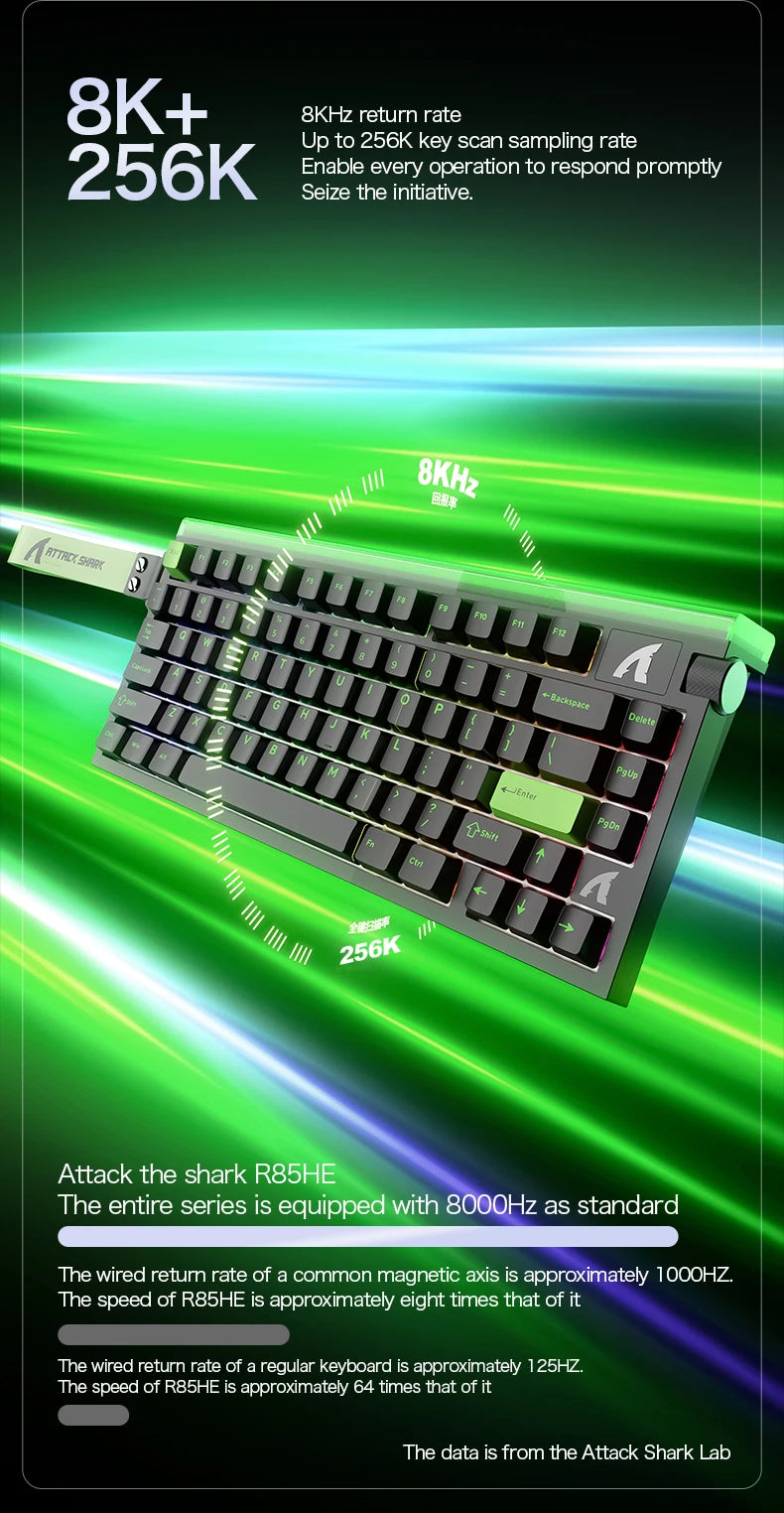 Attack Shark R85HE wired gaming keyboard 1600W RGB 8KHZ magnetic axis mechanical keyboard