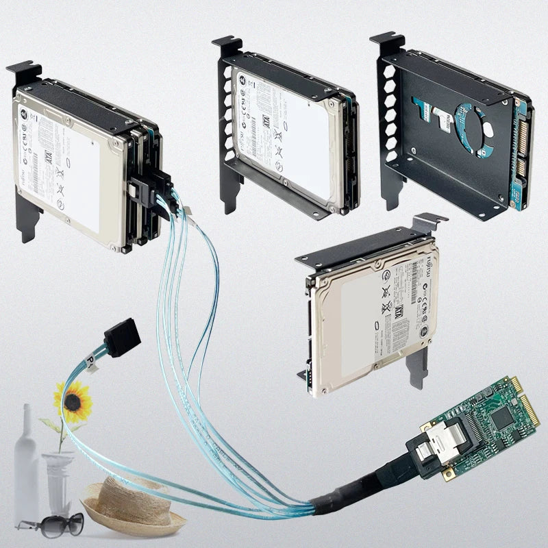 ZhenLoong PCIe/PCI Slot 2.5" Inch Hard Disk Bracket HDD to PC Case Chassis Rear Panel Cover Expansion SATA SSD Adapters Metal