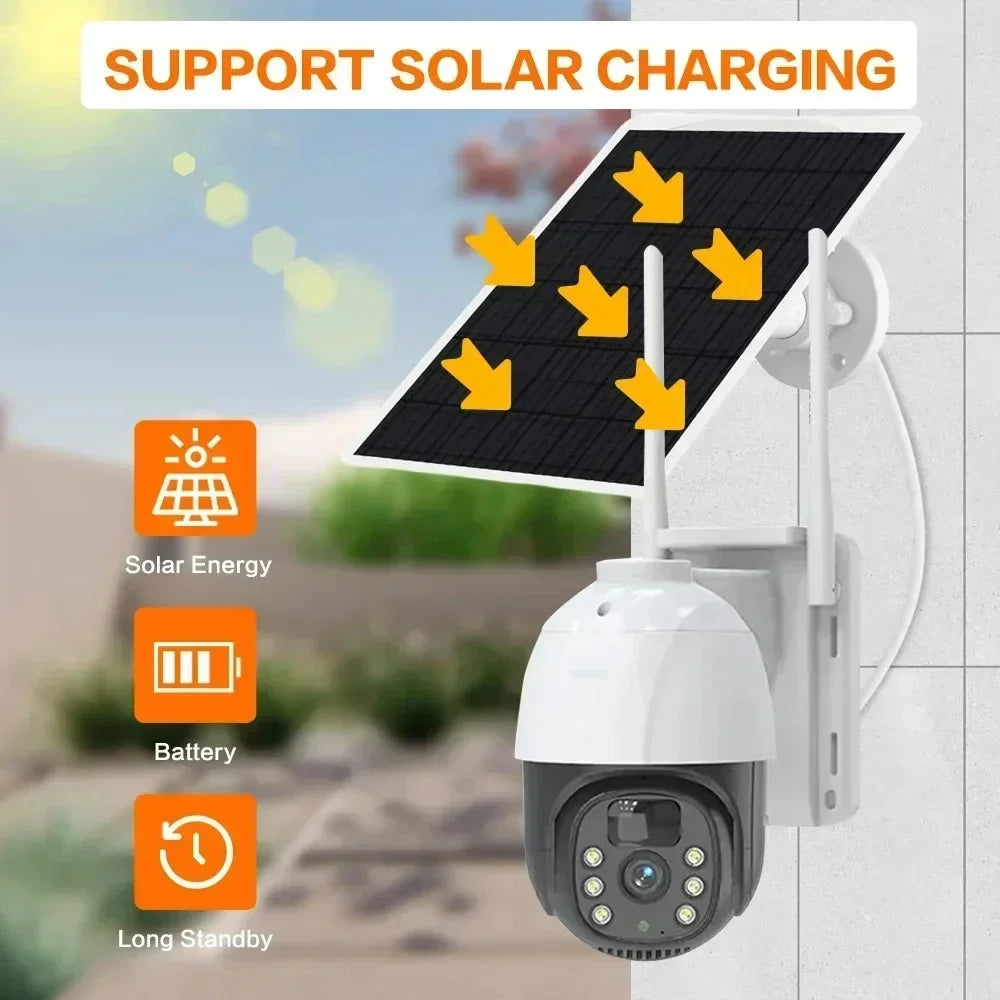 Smart Home 5MP 4G Wireless PTZ Solar Camera 360° Outdoor AI Human Tracking Secuity WIFI Surveillance IP Camera IP66 Waterproof