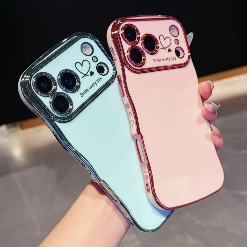 Side Love Electroplating Case For iPhone 17 Pro Max 17 Air 16 15 14 Plus 13 12 11 Pro Max 17Pro Max Cover Lens Shockproof Bumper