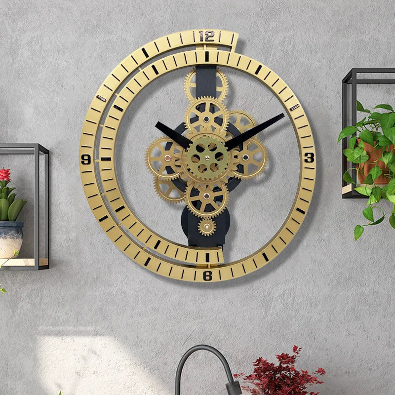 Industrial Gear Rotating Wall Clock, Silent Clock, Modern Design,Home Living Room,European Office Art Wall Decoration Horologe