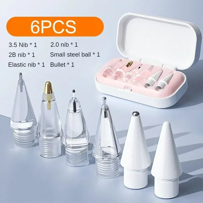 4/6 Pcs Replacement Pencil Tips for Apple Pencil 1/2th iPencil Pro 2B Soft Nibs for iPad Pro Mini Pencil 1/2 Stylus Fine Nib