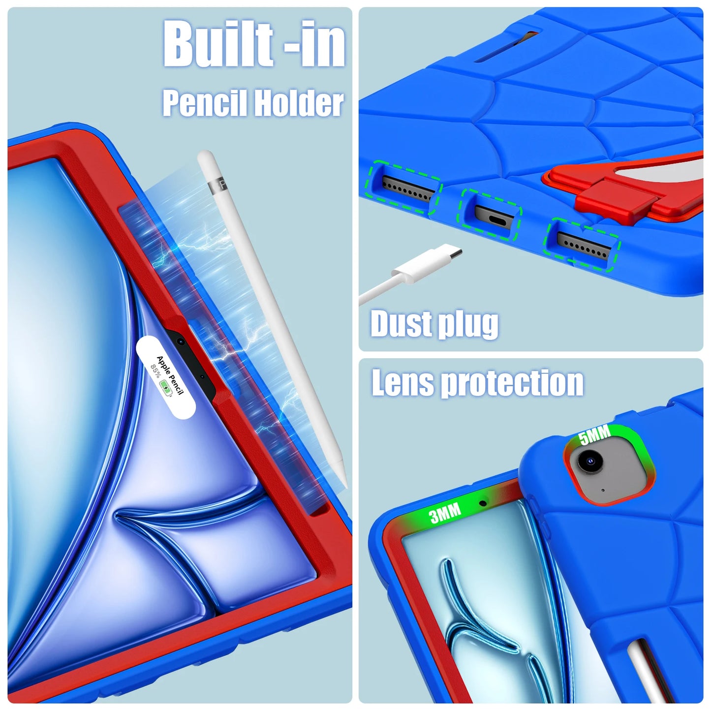 For iPad 10 10th Air 11 2024 pro 11 iPad 9.7inch Air 4 air 5  Armor Case for iPad pro 9.7 Kids Safe EVA Tablet Cover Laptop Tool