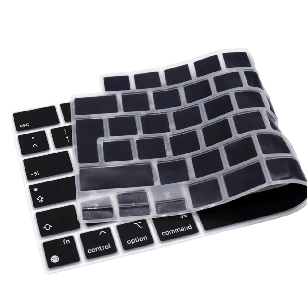 Silicone Keyboard Protector Cover - German Layout Designed Keyboards Black Skin for Macbook Pro14 M4 M3 M2 Pro16 Air13.6 Air15.3