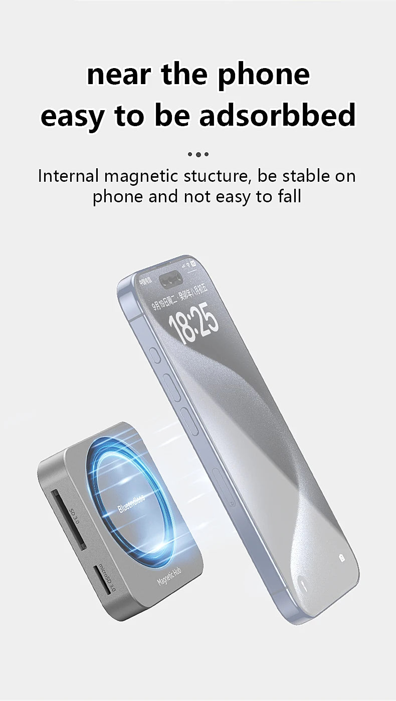 8-IN-1 Magnetic HUB SSD Enclosure Case for M.2 NVMe 10Gbps USB C 3.2 Gen2 PCI-E 100W Charger for iPhone15 Pro MacBook 2230-2280