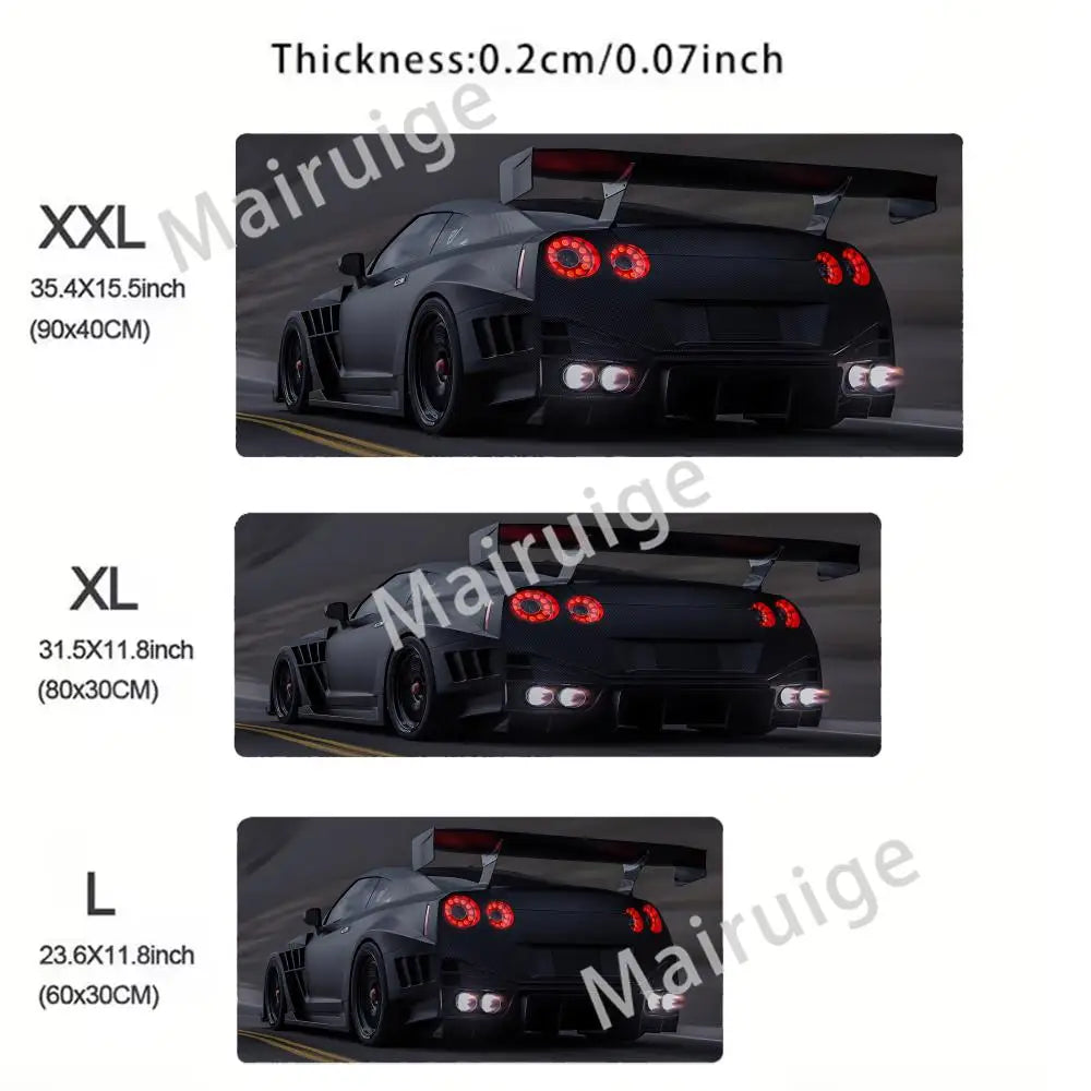 Large White Sports Car Design Gaming Mouse Pad Anti-Slip Rubber Base Extended Desk Mat for Gamer Office Use Computer Accessories
