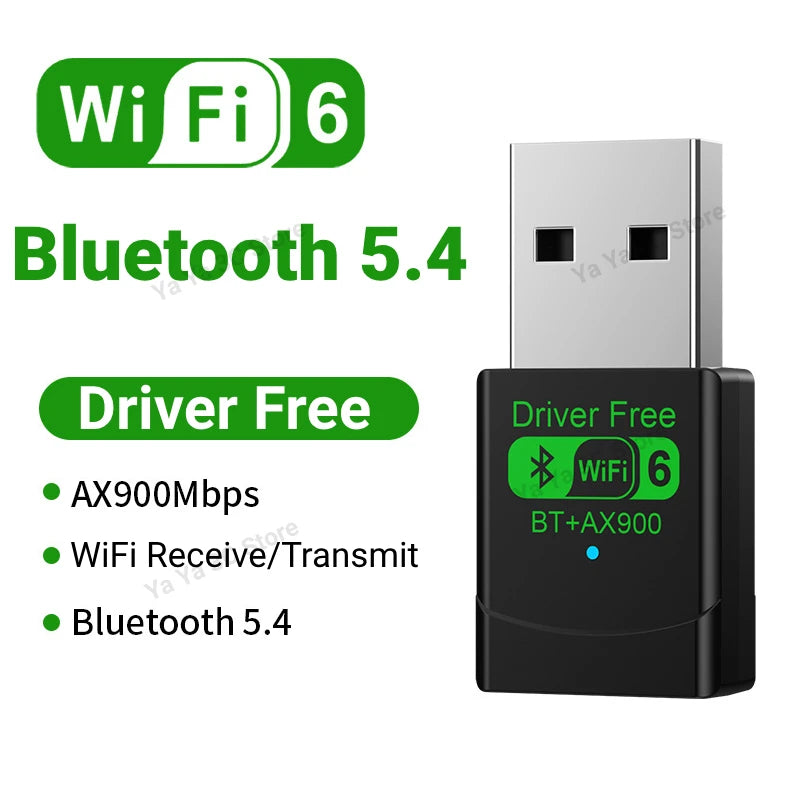 900Mbps USB WiFi Bluetooth 5.4 Adapter 2in1 Dongle Dual Band 2.4G 5GHz USB WiFi 6 Network Wireless Wlan Receiver DRIVER FREE
