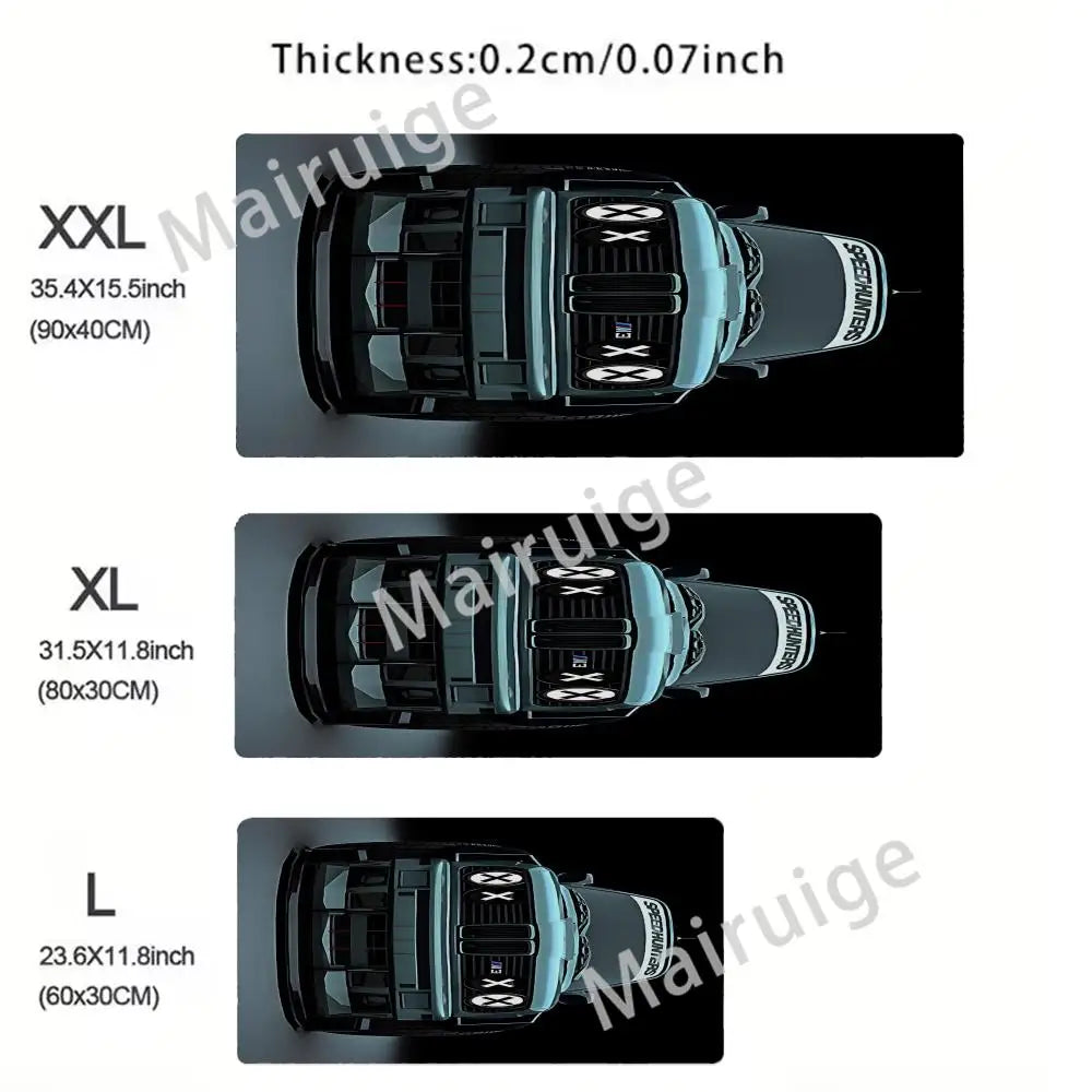 Large White Sports Car Design Gaming Mouse Pad Anti-Slip Rubber Base Extended Desk Mat for Gamer Office Use Computer Accessories