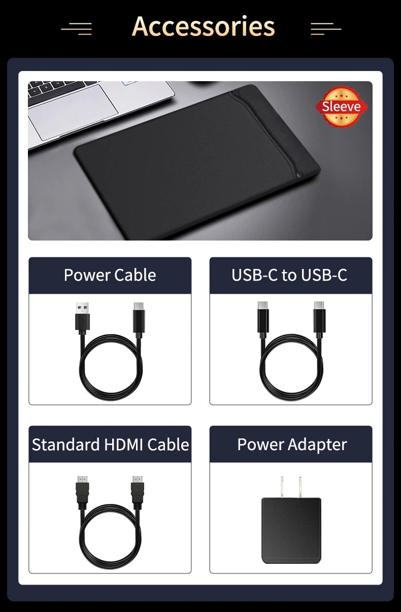 13.3'' 1080p Portable Monitor Samsung Oled Panel 100%DCI-P3 USB-C HDMI-Compatible Travelling Display for PC Laptop Xbox Switch