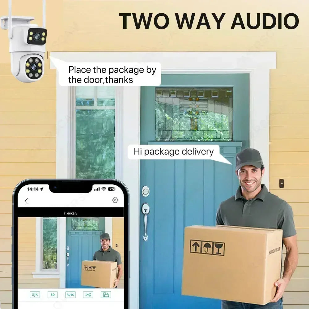 Smart Life 4K Wifi Solar PTZ Security Camera Dual Lens Outdoor Auto Tracking Wirelesss CCTV Video Surveillance Camera Tuya 8MP