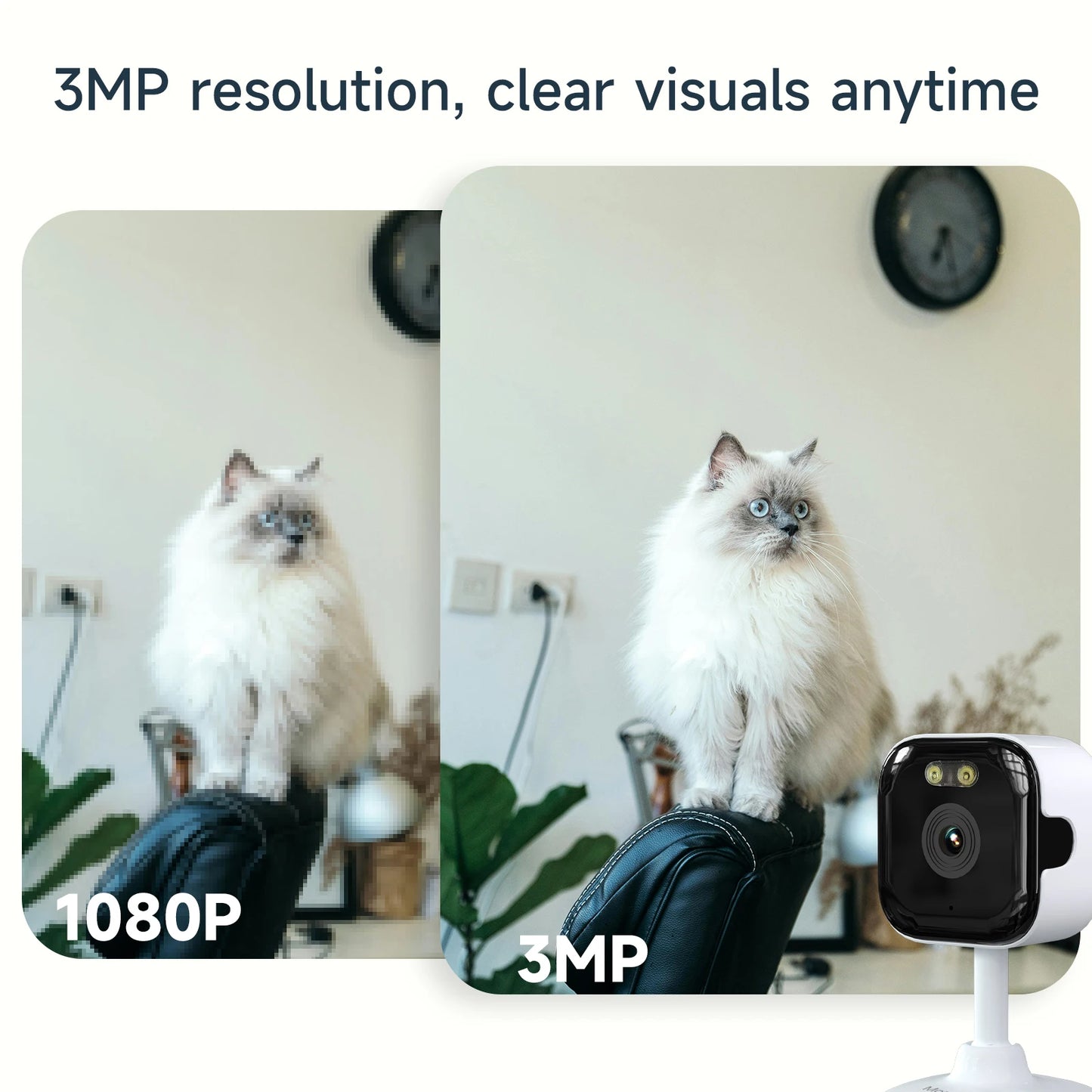 2PCS Window Camera - Replaces Outdoor Cameras | 2.4/5GHz Wi-Fi | 3MP Resolution | Full-Color Night Vision Through Window |