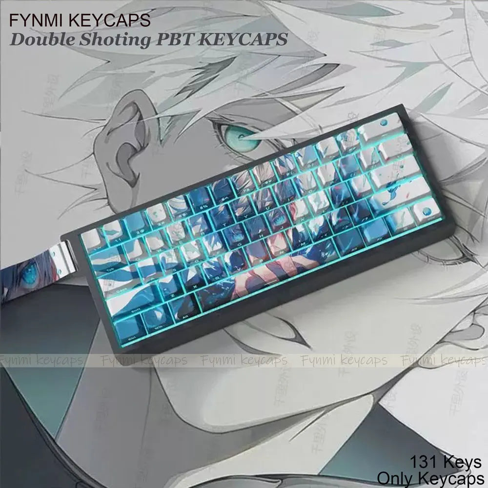 Gojo Satoru ISO/ANSI Side Engraving PBT Double Shot Keycaps Cherry Profile for Mechanical Keyboards