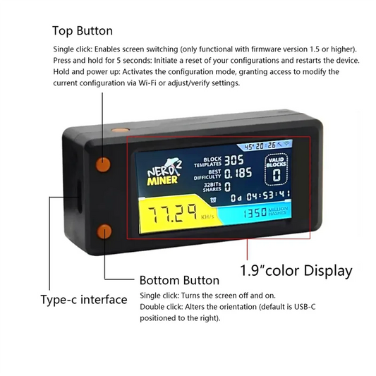 Latest Nerdminer V2 78KH/S BTC Solo Lottery Miner With LCD Display Bitcoin BTC Crypto Miner ASIC Mining Miner Silent Miner