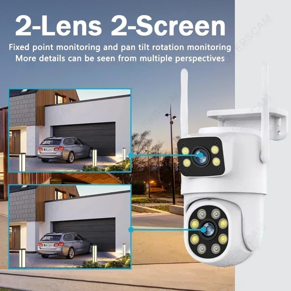 Smart Life 4K Wifi Solar PTZ Security Camera Dual Lens Outdoor Auto Tracking Wirelesss CCTV Video Surveillance Camera Tuya 8MP