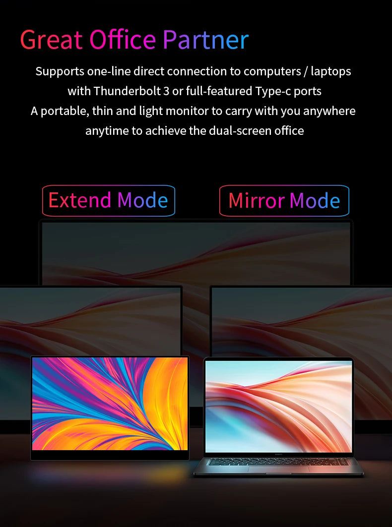 13.3'' 1080p Portable Monitor Samsung Oled Panel 100%DCI-P3 USB-C HDMI-Compatible Travelling Display for PC Laptop Xbox Switch