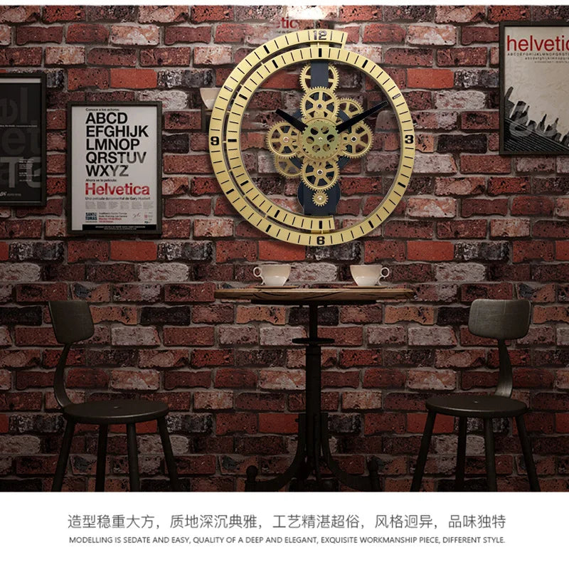 Industrial Gear Rotating Wall Clock, Silent Clock, Modern Design,Home Living Room,European Office Art Wall Decoration Horologe