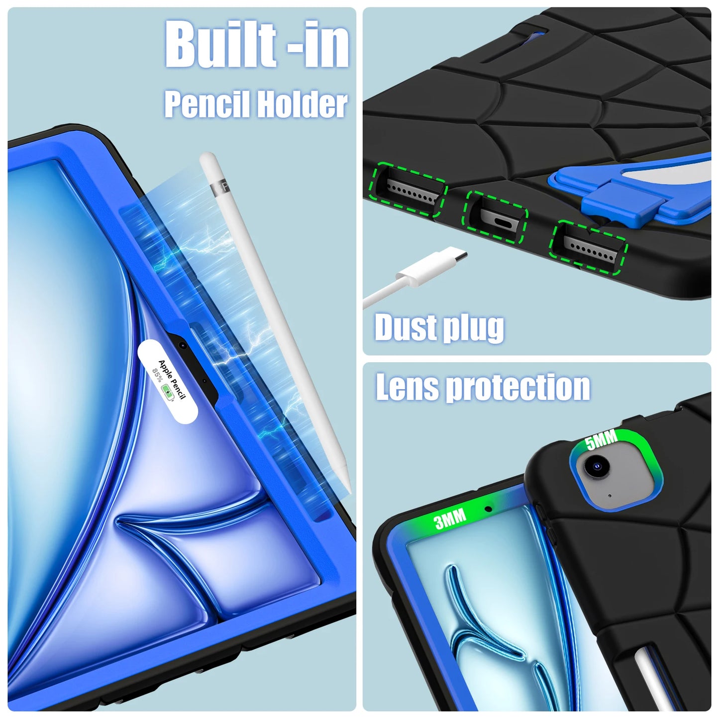 For iPad 10 10th Air 11 2024 pro 11 iPad 9.7inch Air 4 air 5  Armor Case for iPad pro 9.7 Kids Safe EVA Tablet Cover Laptop Tool