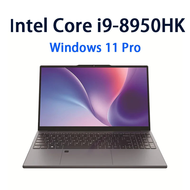 15.6 Inch Windows 11 Pro Intel Core i9 8950HK Backlight Laptops Fingerprint Lock 16GB 1TB SSD Gamer Computer Notebook PC