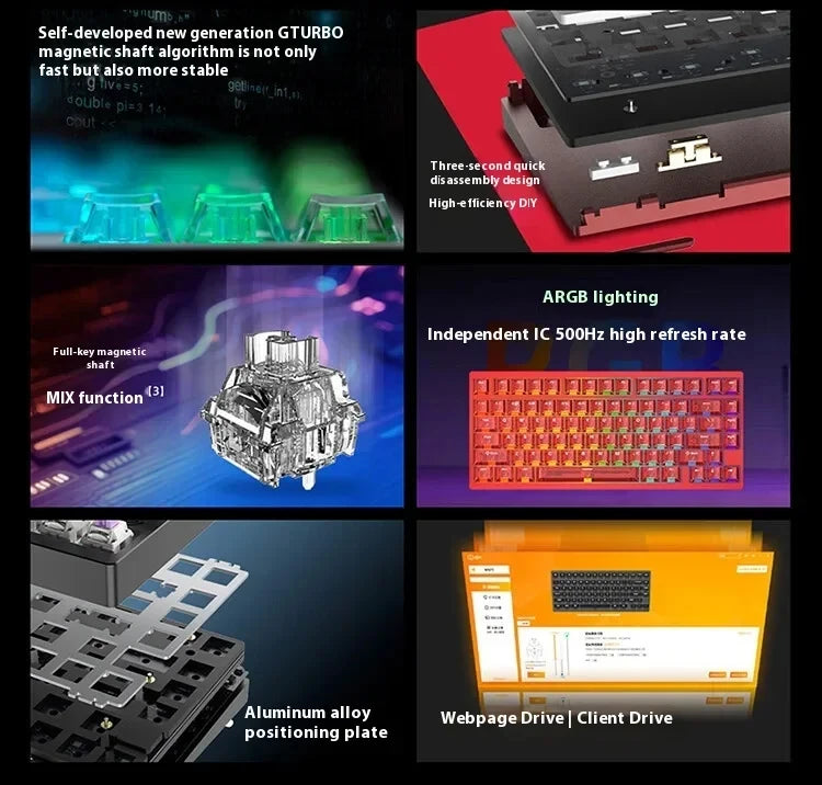 IROK MG75 PRO MG75 Max Magnetic Gaming Mechanical Keyboard RT0.001mm 8K 0.125ms Delay Aluminium RGB Hot Swap Wired Game Keyboard
