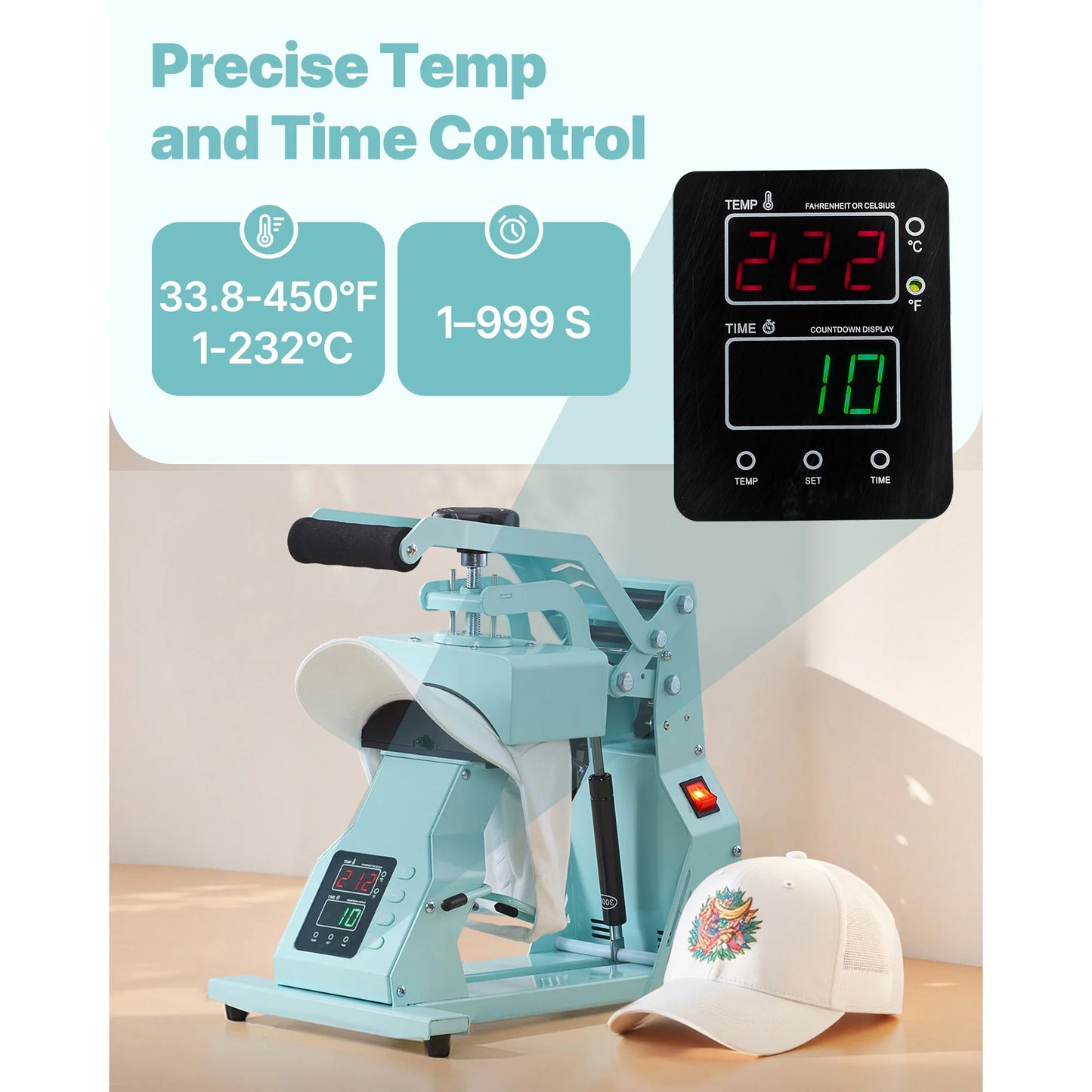 SucceBuy Hat Heat Press Machine with 2/4pcs Interchangeable Platens Precise Temperature and Time Control Hat  Heat Press