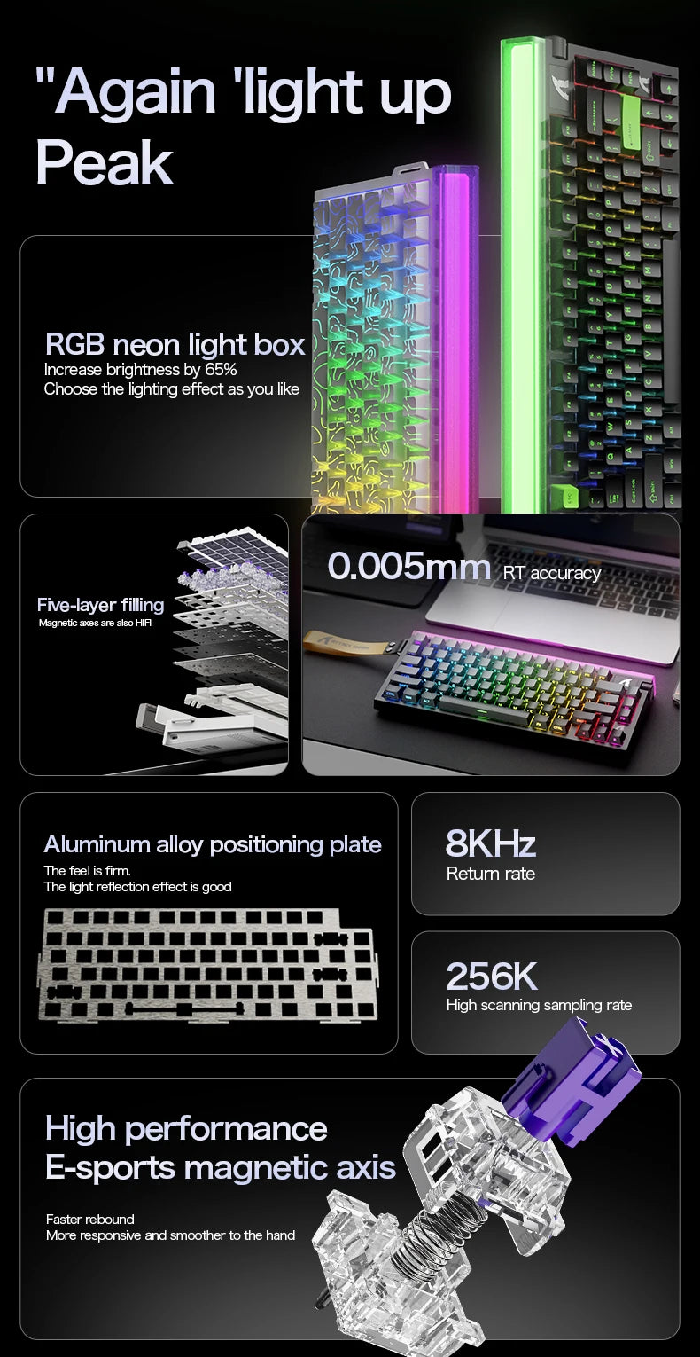 Attack Shark R85HE wired gaming keyboard 1600W RGB 8KHZ magnetic axis mechanical keyboard