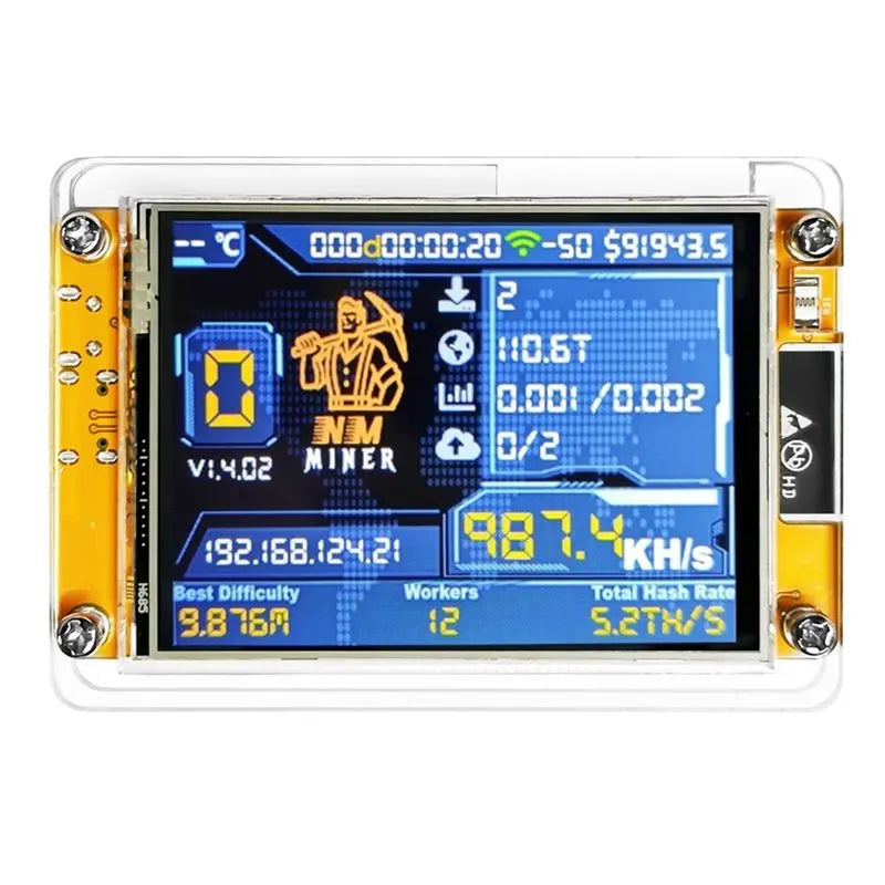 Exquisite-Bitcoin Crypto Solo Miner 4X 987KH/S Nmminer Nerdminer+ 4 Slots Stand Upgraded Harshrate 2.8 Inch Smart Display Lotter