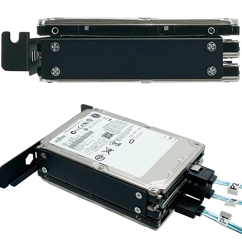 ZhenLoong PCIe/PCI Slot 2.5" Inch Hard Disk Bracket HDD to PC Case Chassis Rear Panel Cover Expansion SATA SSD Adapters Metal