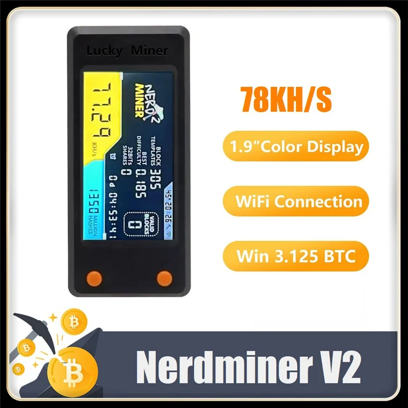 Latest Nerdminer V2 78KH/S BTC Solo Lottery Miner With LCD Display Bitcoin BTC Crypto Miner ASIC Mining Miner Silent Miner