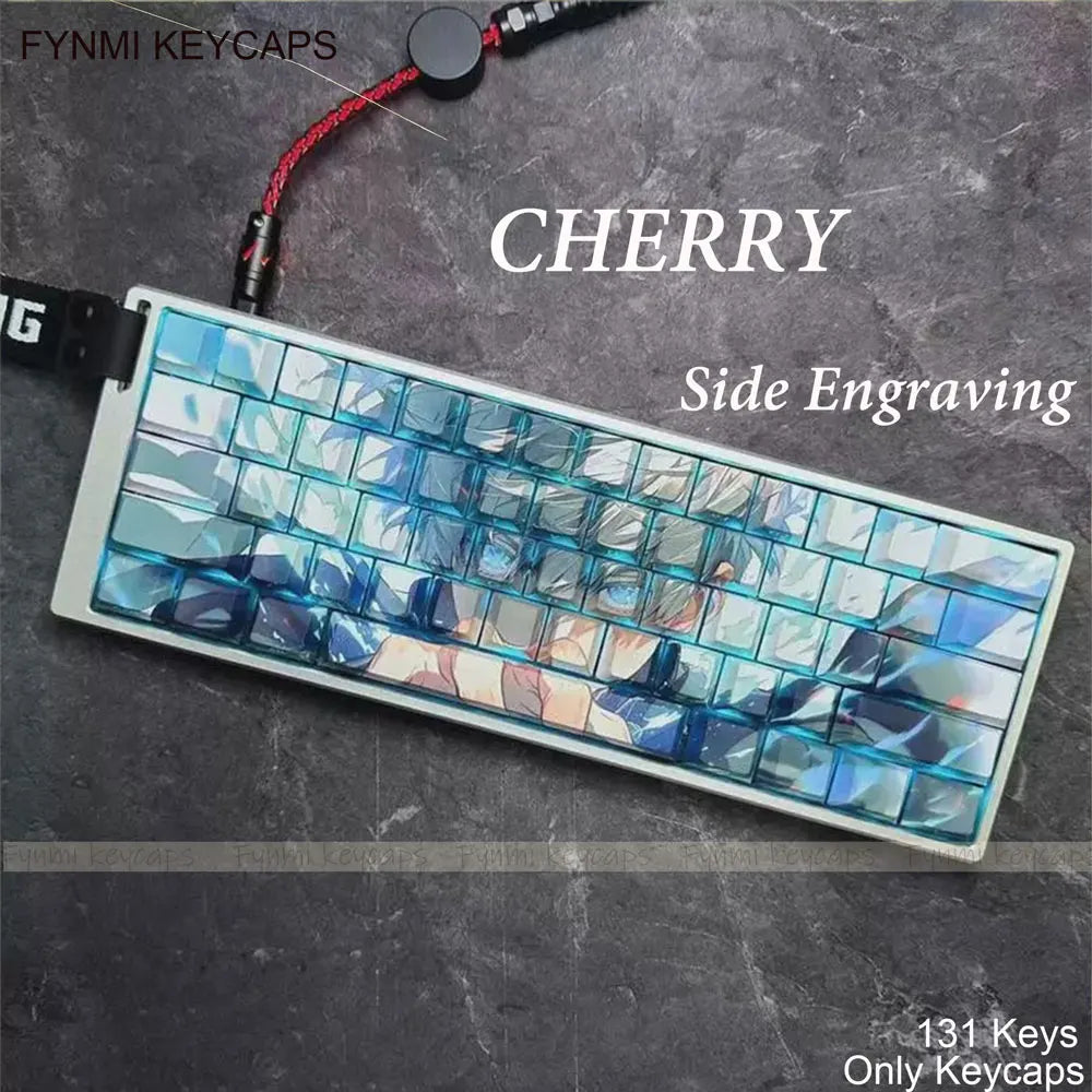 Gojo Satoru ISO/ANSI Side Engraving PBT Double Shot Keycaps Cherry Profile for Mechanical Keyboards