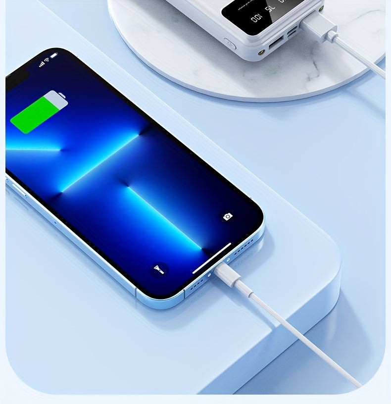 50000mAh Portable Large-capacity Power Bank, Suitable For Charging Mobile Phones/Android Electronics And Other Equipment, Power Distribution LED Display/flashlight, Outdoor Travel Removable Emergency Power Supply Device, Spar