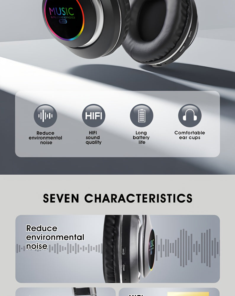 [Christmas Gift] Wireless Headphones, Wireless Headphones With Bass, Lightweight Foldable Headphones With Built-in Microphone, Compatible With 3, 5mm Audio Cable, Suitable For Travel Work Laptop Phone, Gaming Headphones, Chri