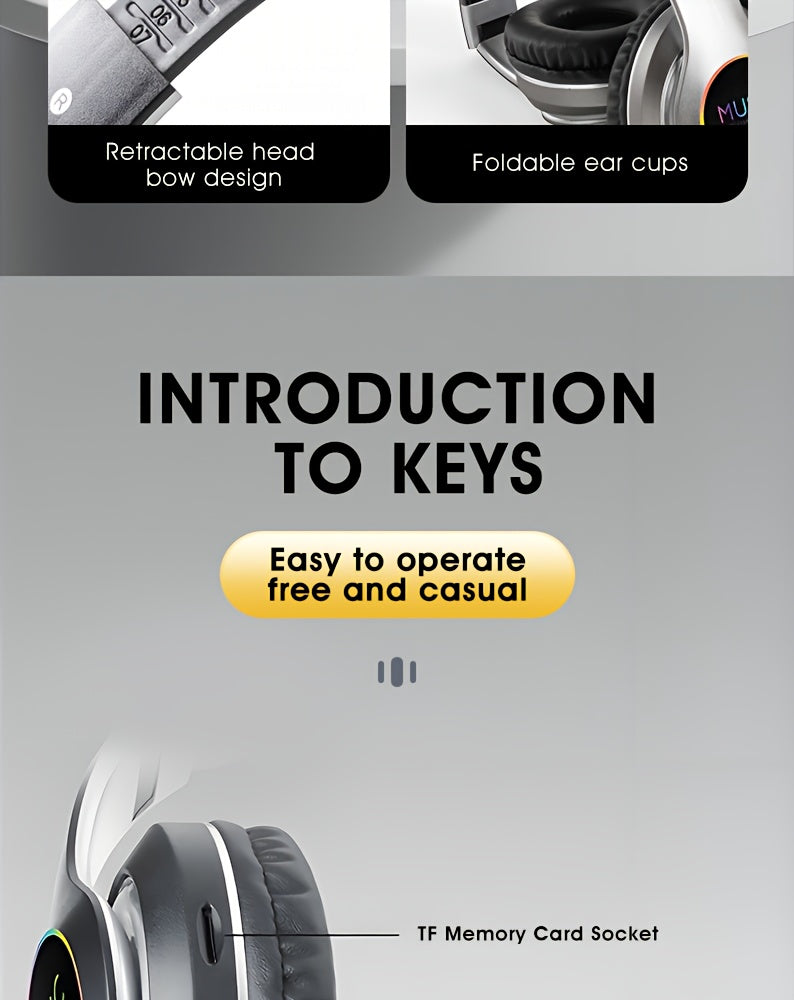 [Christmas Gift] Wireless Headphones, Wireless Headphones With Bass, Lightweight Foldable Headphones With Built-in Microphone, Compatible With 3, 5mm Audio Cable, Suitable For Travel Work Laptop Phone, Gaming Headphones, Chri