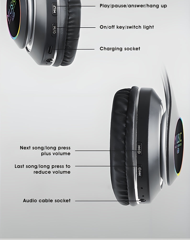 [Christmas Gift] Wireless Headphones, Wireless Headphones With Bass, Lightweight Foldable Headphones With Built-in Microphone, Compatible With 3, 5mm Audio Cable, Suitable For Travel Work Laptop Phone, Gaming Headphones, Chri