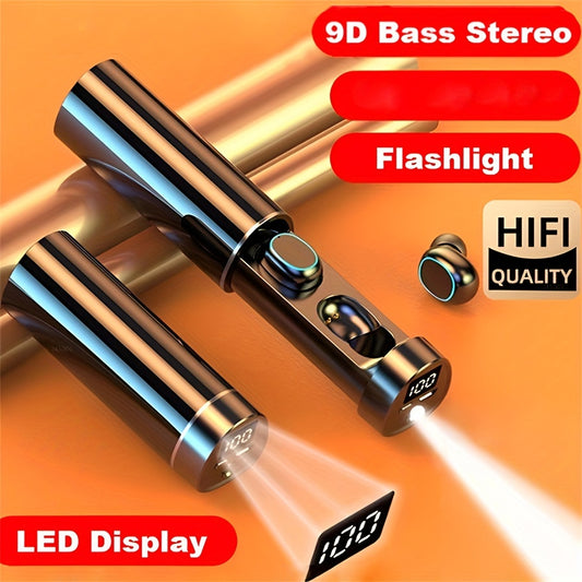 TWS N21 Earbuds With Torchlight Wireless Earphone HD HIFI Sport Gaming Headset Handsfree Wireless Earphone With Flashlight TWS Wireless Earbuds Touch Control Stereo TWS Mini Wireless Sports Headphones Waterproof Hi-Fi