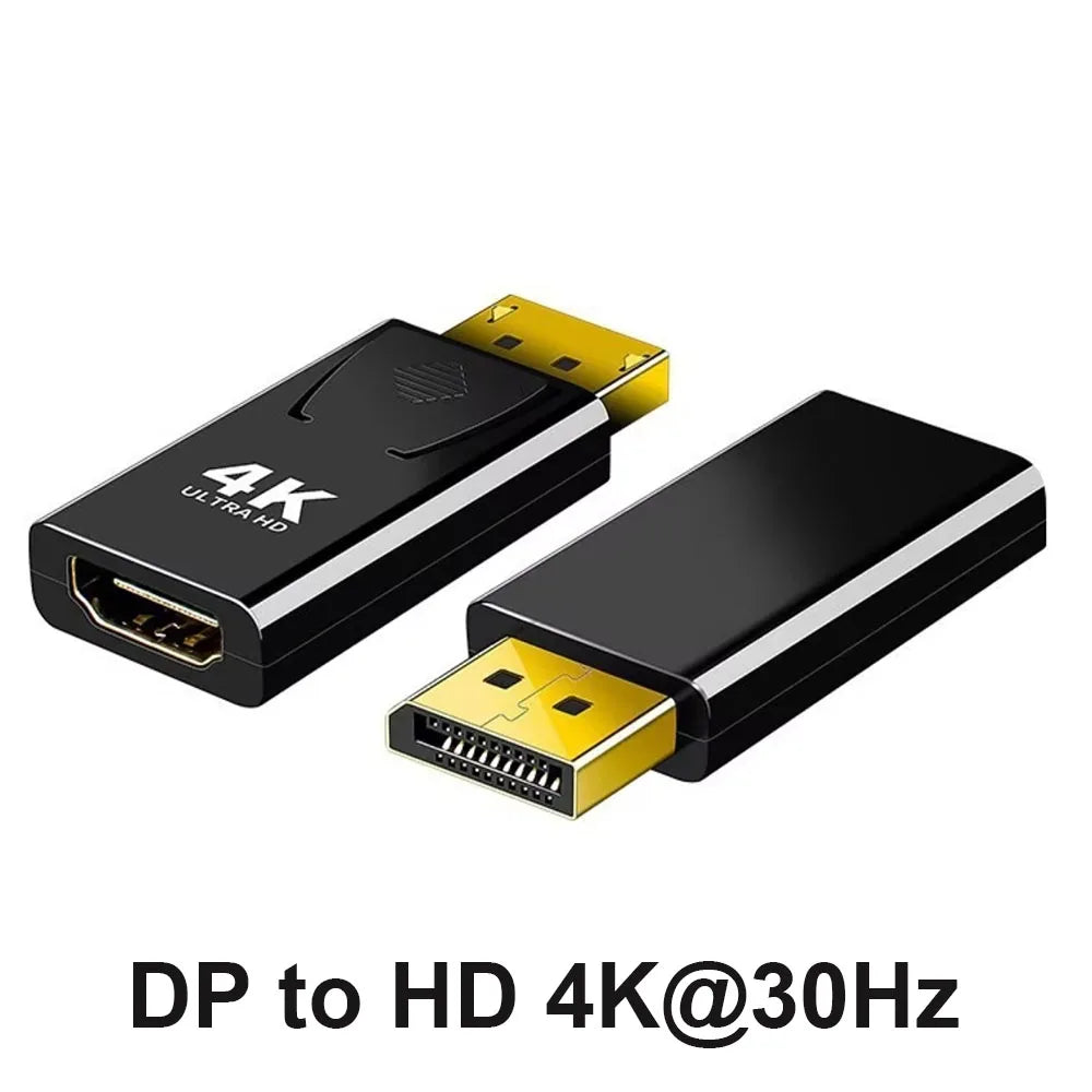 4K DP to HDMI-compatible Converter Displayport to 1080P HDTV Computer Monitor Audio Video Adapter.