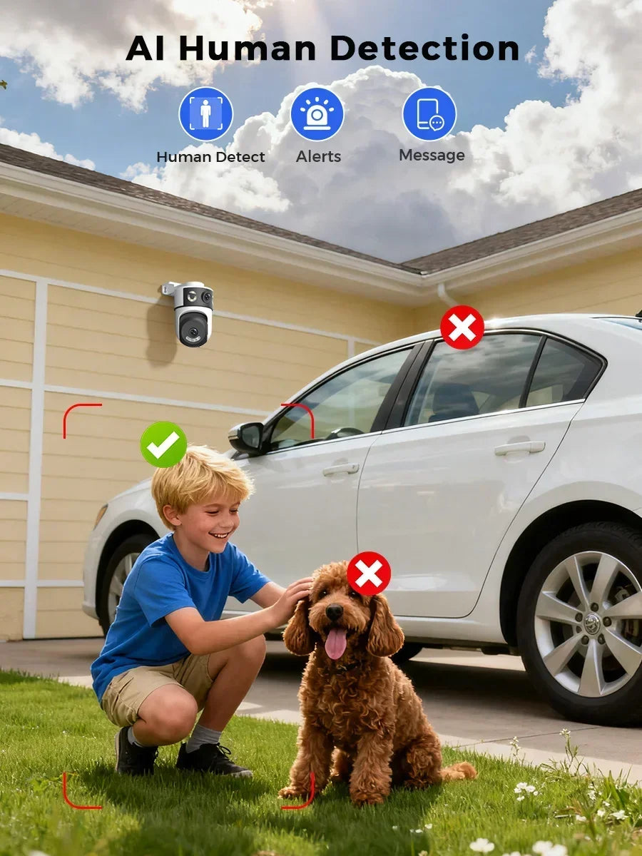 10MP 5K Dual Lens Dual Screens Wifi Security Camera 5X Digital Zoom Video Surveillance Night Vision Human Detection O-KAM PRO - HAMZAKHANSTORE