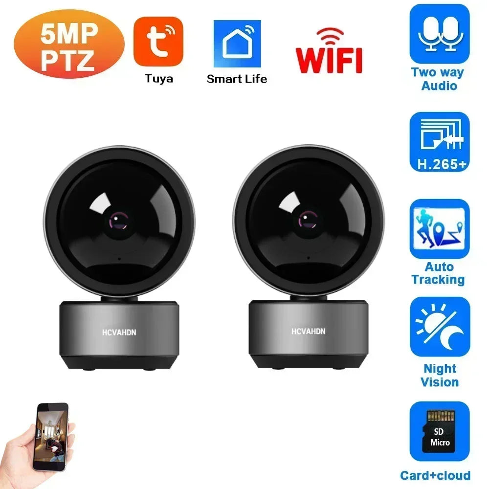 Smart Life 5MP IP WiFi Camera Surveillance Security Baby Monitor Automatic Human Tracking Cam Two Way Audio Indoor Video Camera - HAMZAKHANSTORE