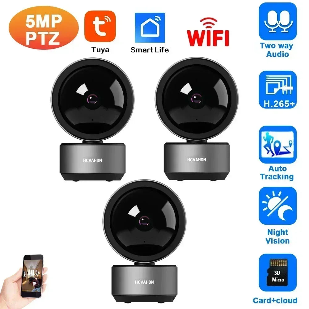 Smart Life 5MP IP WiFi Camera Surveillance Security Baby Monitor Automatic Human Tracking Cam Two Way Audio Indoor Video Camera - HAMZAKHANSTORE