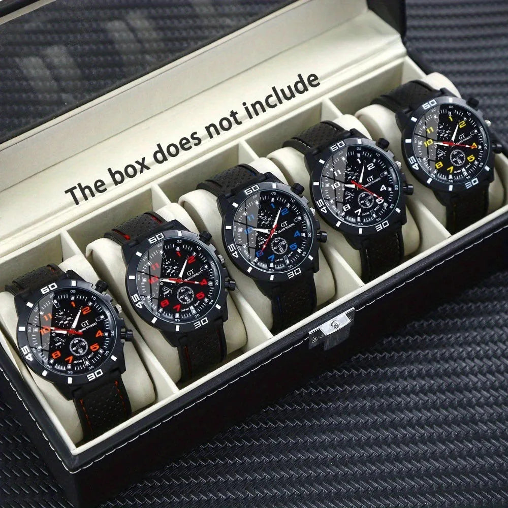 5 pieces of men's quartz watch set, perfect as a Christmas gift - HAMZAKHANSTORE