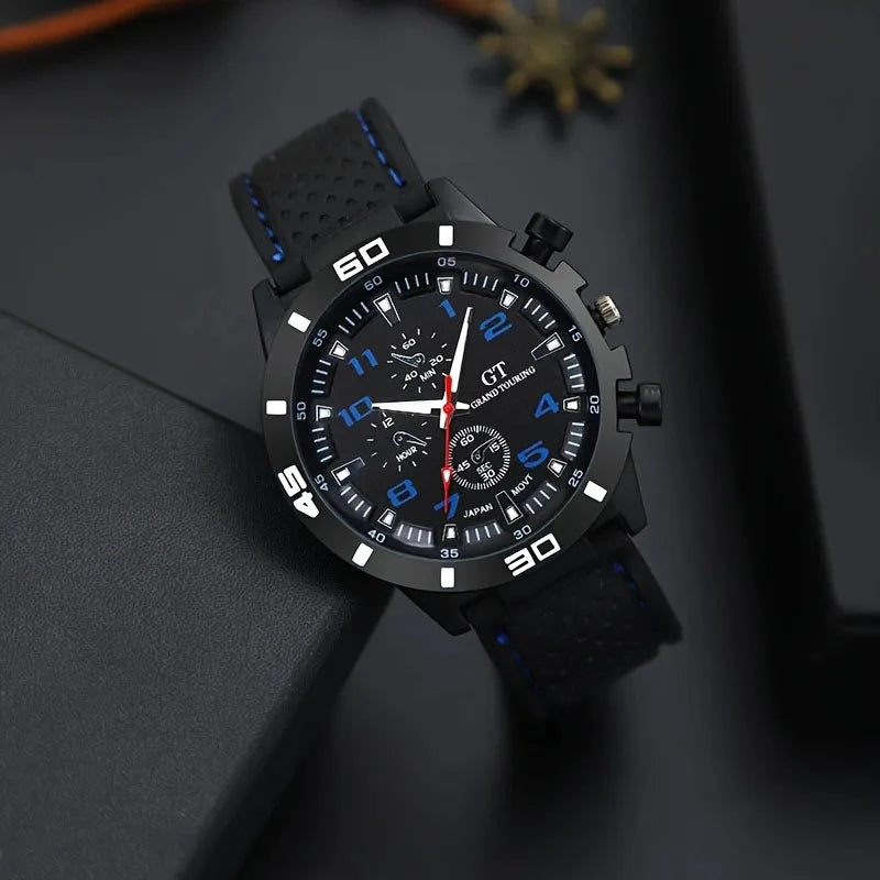 5 pieces of men's quartz watch set, perfect as a Christmas gift - HAMZAKHANSTORE