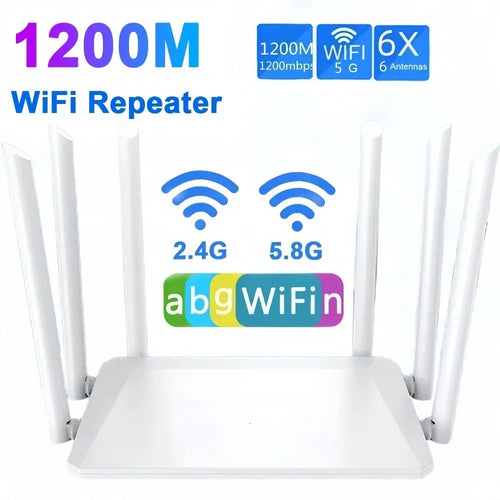 1200M Wireless Router External Antenna Modem Router Wide Coverage WiFi Repeater 2.4G 5G Home Office Amplification Signal Router - HAMZAKHANSTORE