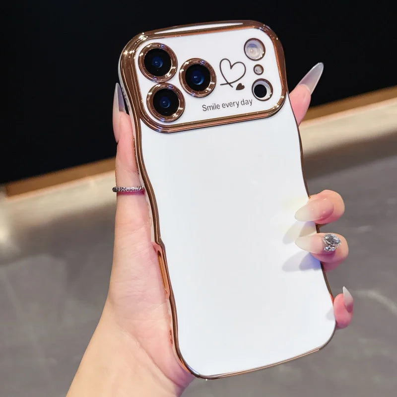Side Love Electroplating Case For iPhone 17 Pro Max 17 Air 16 15 14 Plus 13 12 11 Pro Max 17Pro Max Cover Lens Shockproof Bumper - HAMZAKHANSTORE