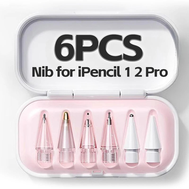 4/6 Pcs Replacement Pencil Tips for Apple Pencil 1/2th iPencil Pro 2B Soft Nibs for iPad Pro Mini Pencil 1/2 Stylus Fine Nib - HAMZAKHANSTORE
