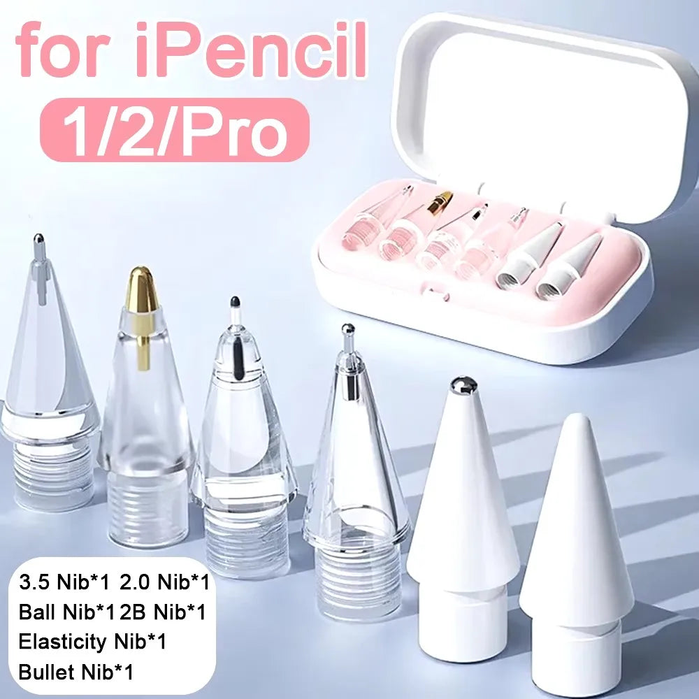 4/6 Pcs Replacement Pencil Tips for Apple Pencil 1/2th iPencil Pro 2B Soft Nibs for iPad Pro Mini Pencil 1/2 Stylus Fine Nib - HAMZAKHANSTORE