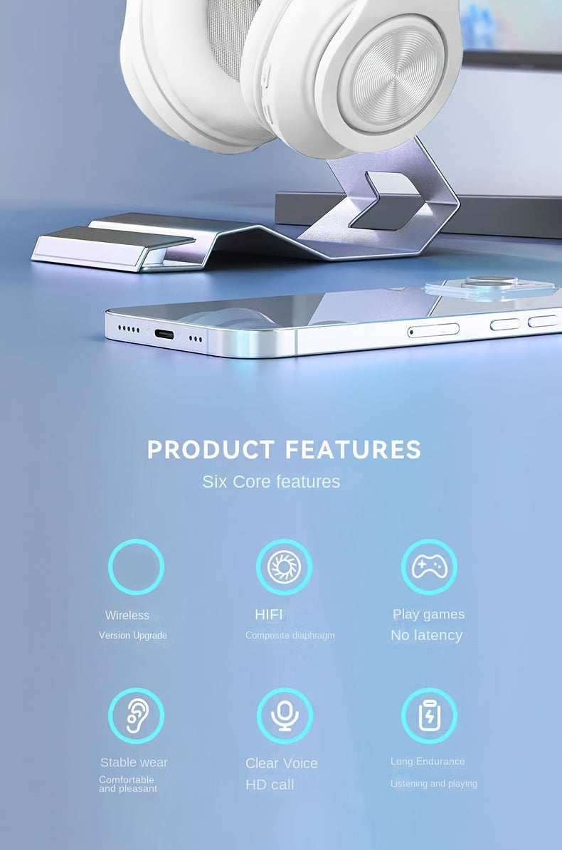 39 Luminous Wireless Headphones with Plug-in, Wired and Wireless Multifunctional Use.