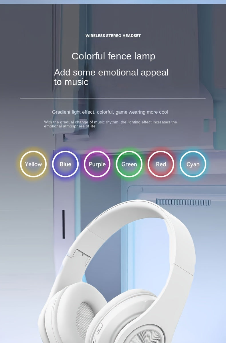 39 Luminous Wireless Headphones with Plug-in, Wired and Wireless Multifunctional Use.